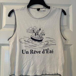 Divided Disney White Tank Top with Black Print